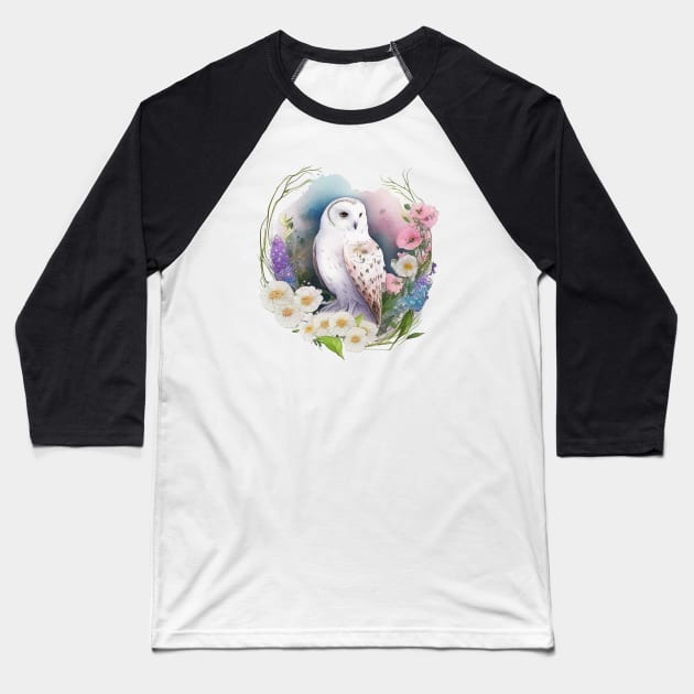 Snow Owl Baseball T-Shirt by Mixtgifts